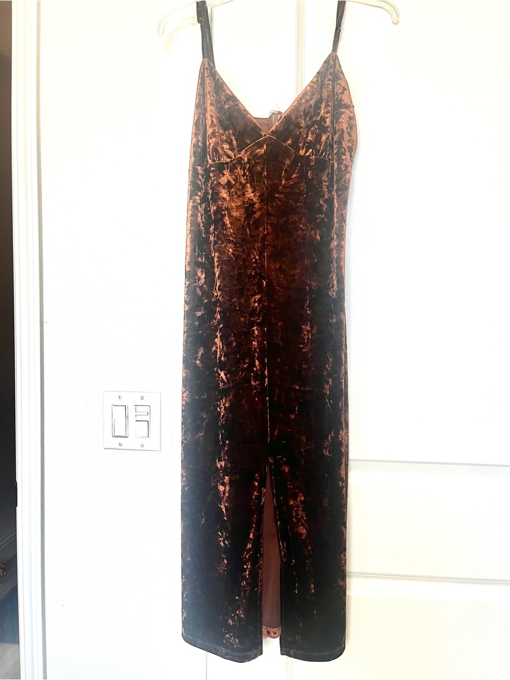 WeWoreWhat Velvet Maxi Slip Dress in Brown